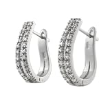 Sterling Silver CZ Huggie Earings