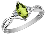 41e3AJaTpbL. SL160  Peridot Ring with Diamonds 3/8 Carat  in 10K White Gold, Size 6.5
