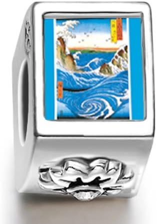 Hiroshige's Navaro Rapids Photo White Crystal Stone Flower European Beads