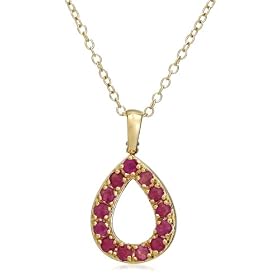 18k Yellow Gold Overlay Sterling Silver Ruby w  Diamond Accent Pear Shaped... by Amazon.com Collection