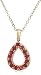 18k Yellow Gold Overlay Sterling Silver Ruby w/ Diamond Accent Pear Shaped Pendant, 18