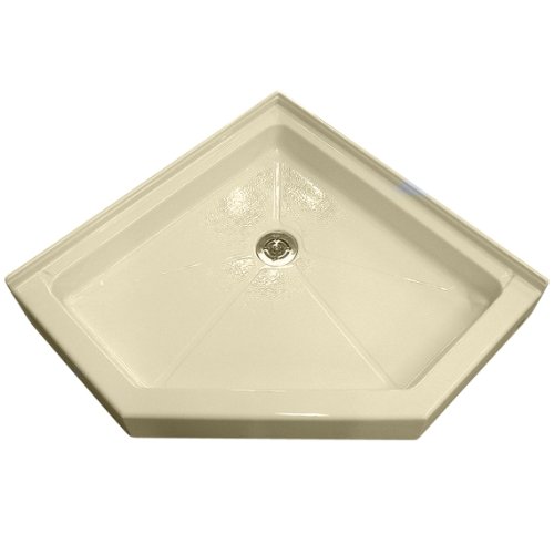 American Standard 3838.NEO.021 Neo Angle Shower Base, Integral Water Retention And Tiling Flange, Shower Drain, Bone