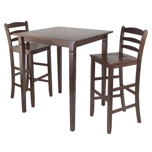 Winsome Kingsgate High/Pub Dining Table with Ladder Back High Chair, 3-Piece