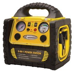 Road Pro 5 in 1 Portable Emergency Power System 12 Volt Rechargeable Air Compressor Jumpstart Emergency System w Power Inverter