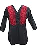 Womans Kurta Top Blouse Black Embroidered Boho Hippy Tunic M