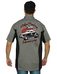 Apparel: Mens Mechanic Work Shirt Motor Maniacs Hot Rod GREY/BLACK (XL)