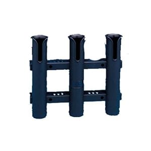 AFI 67634 One-Piece Molded Tournament Storage Fishing Pole Rack with Plier, Knife, and Tackle Holders (3-Rod, Black)