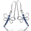 Tomas Sterling Silver & Blue Swarovski Crystal Dragonfly Dangle Earrings - 1.25" Drop