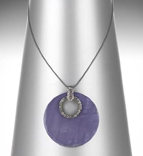 Shell Disc Pendant Diamanté Necklace