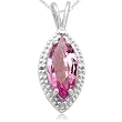 10k White Gold Marquise Pink Sapphire and Diamond Pendant