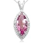10k White Gold Marquise Pink Sapphire and Diamond Pendant