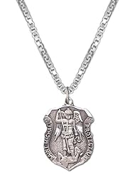 0.925 Sterling Silver Archangel Saint Michael Pendant and 16, 18, 20 or 24 inch 1mm box chain Necklace
