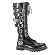 Mens Sizing Black Leather Combat Boot Goth Punk Style 20 Eyelet 5 Strap Steel Toe