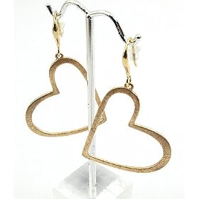 Metal Hammered Matte Gold Heart Drop Earrings Fashion Jewelry