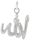 Sterling Silver Muslim God ALLAH Pendant, 13/16 in. (21mm) tall