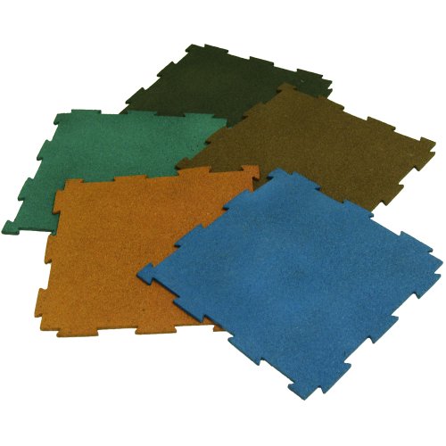 Rubber-Cal Puzzle-Lock Interlocking Floor Mats - Solid Rubber Floor Tile - 3/8x20x20 inch
