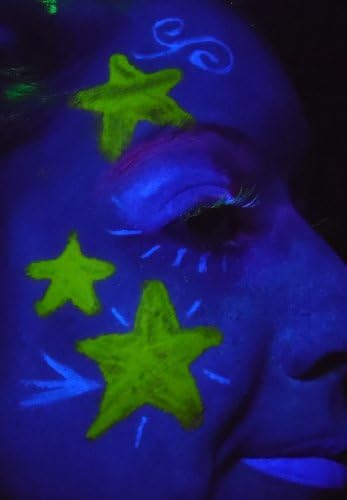 YELLOW NEON Theatrical Fairy Make Up Set w/ Cream Stick, UV Body Paint, &amp; Gel Mascara, Black Light, Rave, Party