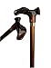 Walking cane-Amber/Cherry left hand. This walking stick cane has a comfortable unisex antatomical handle-amber marbleized acrylic, scorched and cherry stained hardwood shaft, with brass. This wooden cane has a weight capacity of 250 pounds. Thhis walking aid has a 36 inch long shaft. Image