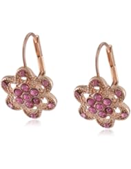 Betsey Johnson "Rose Gold Boost" Pave Flower Drop Earrings