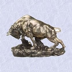 Charging buffalo statue home garden sculpture New