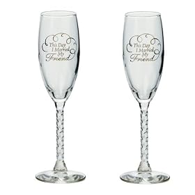 Jamie Lynn Wedding Toasting Flutes, This Day I Married My Friend, Set of 2
