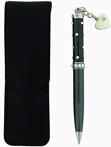Jimmy Crystal Black Metallic Swarovski Crystal Pen &amp; Pouch