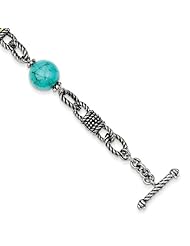 Genuine Sterling Silver & 14K Yellow Gold Turquoise 7.5 Inch Bracelet 10.8 Grams Of Gold
