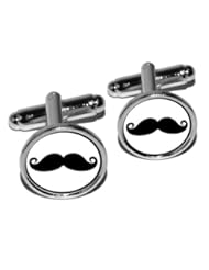 From Amazon.com. Click for details:
 Curly Mustache Funny Round Cufflink Set - Silver Curly Mustache Funny Round Cufflink Set - Silver