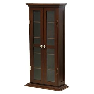 Winsome Wood CD/DVD Cabinet with Glass Doors Antique Walnut