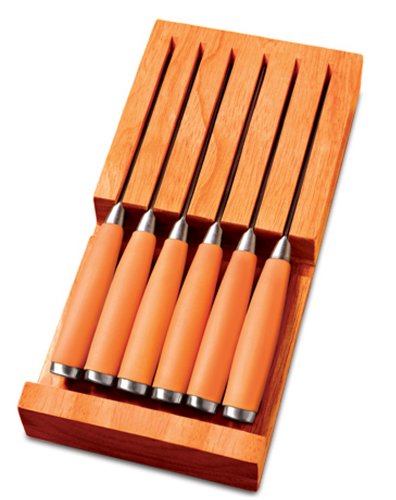 Best Price Fiesta Tangerine 6-Piece Steak Knife with In-Draw Tray