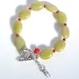Green With Envy Olive Jade and Coral Bracelet