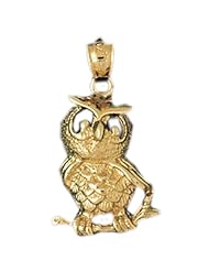 Dazzlers Solid 14k Gold Owl Charm Pendant Available in three colors from jewelsberry (weights: 3.8 grams only)