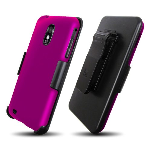 3-in-1 Screen Protector Cover Case Combo Holster w/ Kickstand for Samsung Epic Touch 4G (SPH-D710) - Magenta-Beyond