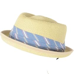 New 3 Pleat Braid Porkpie Upturn Brim Fedora Hat Large Extra Large Natural