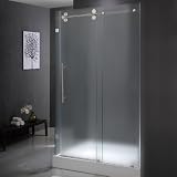 36 x 48 Frameless Shower Enclosure in Stainless Steel Finish: Stainless Steel, Glass Type / Door Configuration: Frosted / Right Hinged Door
