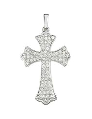 14K White Gold Diamond Cross Pendant - 0.50 Ct. -- LIFETIME WARRANTY