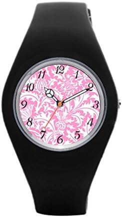 Womens Silicone Band Watch Whatever, I'M Late Anyway - Pink Chevron Pattern Wristwatch