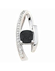 14K White Gold Antique Square Cut Onyx and Diamond Pendant -- LIFETIME WARRANTY