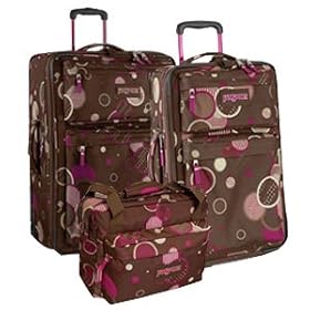 JanSport SuperBreak 22" 24" Upright and Tote Set, New Chocolate Chip Pattern Dots