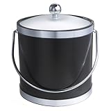 Kraftware Ice Bucket with Acrylic Cover - Black/ Chrome (3-qt.)