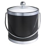 Kraftware Ice Bucket with Acrylic Cover - Black/ Chrome (3-qt.)