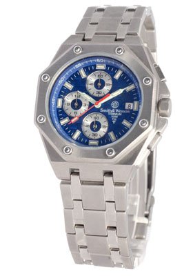 New Smith & Wesson DIPLOMAT Blue Watch Titanium Case Body Strap Double Locking Push Button Clasp