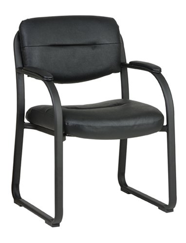 Office Star Work Smart Leather Visitors Chair with Sled Base