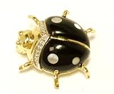 14k Onyx/ Mother of Pearl & Diamond Bug Pin