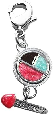 Whimsical Eye Shaddow And Brush Charm Dangle In Silver