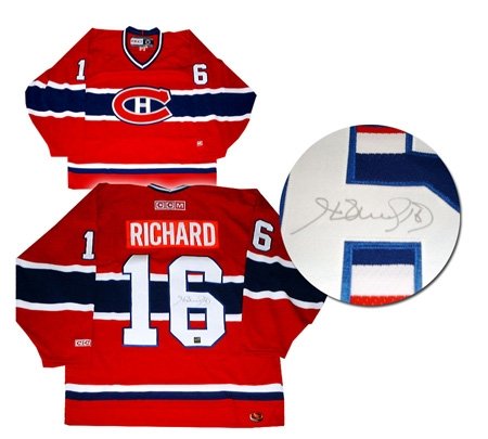 Henri Richard Autographed/Hand Signed Jersey Canadiens Dark Replica