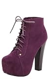 Victoria1 Chunky Wooden Heel Boots PLUM