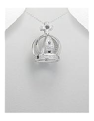 Crown CZ Pendant Necklace In 92.5 Sterling Silver