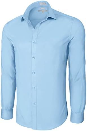 Slim Fit Cotton/Spandex Dress Shirt - Powder Blue XLarge (17-17.5) 34/35 Sleeve