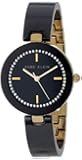 Anne Klein Women's AK/1314BKBK Swarovski Crystal Accented Gold-Tone Black Ceramic Bangle Watch